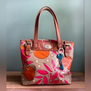 Fossil Leather and Coated Canvas Bag